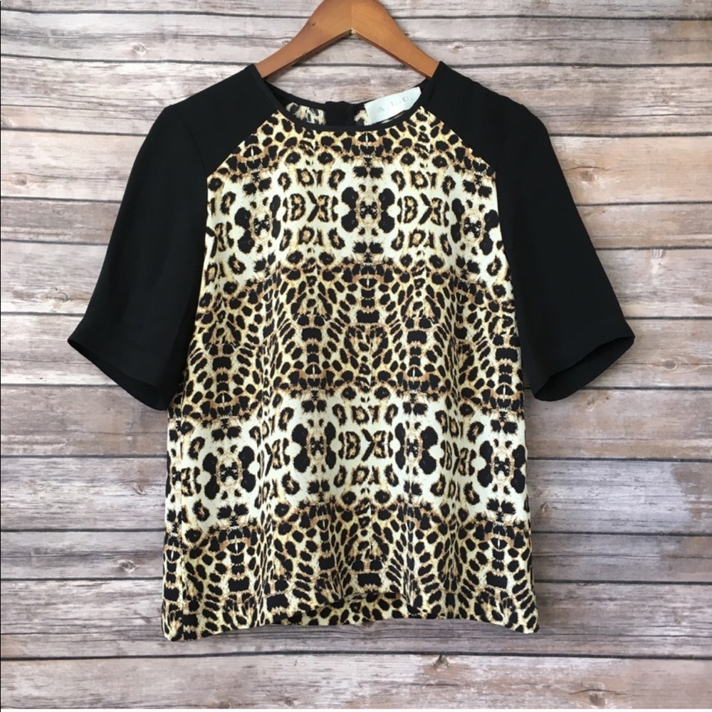 ALC silk short sleeve leopard top